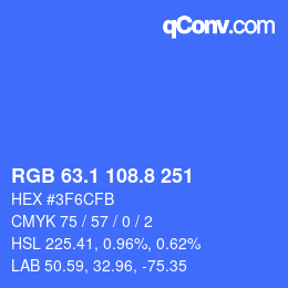カラーコード: RGB 63.1 108.8 251 | qconv.com