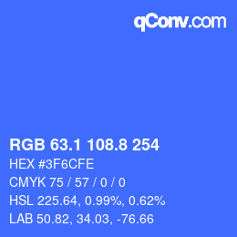 カラーコード: RGB 63.1 108.8 254 | qconv.com