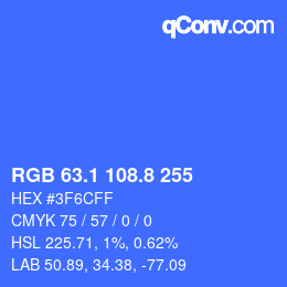 カラーコード: RGB 63.1 108.8 255 | qconv.com