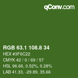 カラーコード: RGB 63.1 108.8 34 | qconv.com