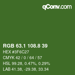 カラーコード: RGB 63.1 108.8 39 | qconv.com
