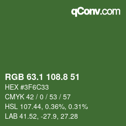 カラーコード: RGB 63.1 108.8 51 | qconv.com