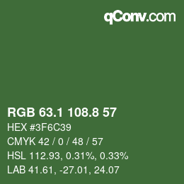 カラーコード: RGB 63.1 108.8 57 | qconv.com
