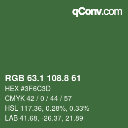 カラーコード: RGB 63.1 108.8 61 | qconv.com