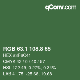 カラーコード: RGB 63.1 108.8 65 | qconv.com