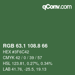 カラーコード: RGB 63.1 108.8 66 | qconv.com