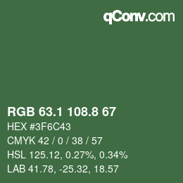 カラーコード: RGB 63.1 108.8 67 | qconv.com