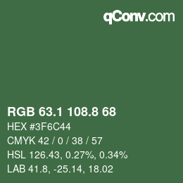 カラーコード: RGB 63.1 108.8 68 | qconv.com