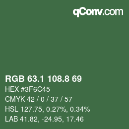 カラーコード: RGB 63.1 108.8 69 | qconv.com