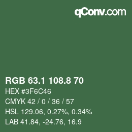 カラーコード: RGB 63.1 108.8 70 | qconv.com