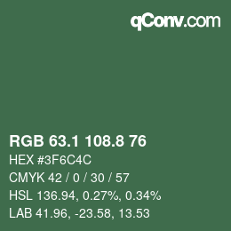 Farbcode: RGB 63.1 108.8 76 | qconv.com