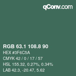 カラーコード: RGB 63.1 108.8 90 | qconv.com