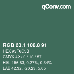 Color code: RGB 63.1 108.8 91 | qconv.com