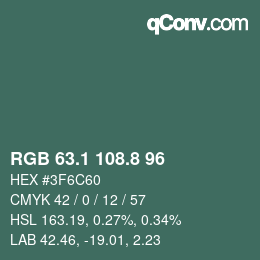 Color code: RGB 63.1 108.8 96 | qconv.com