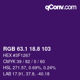 カラーコード: RGB 63.1 18.8 103 | qconv.com