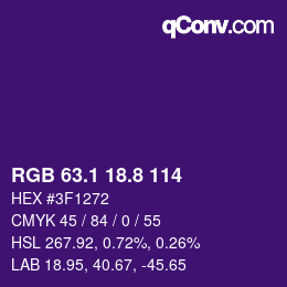 カラーコード: RGB 63.1 18.8 114 | qconv.com