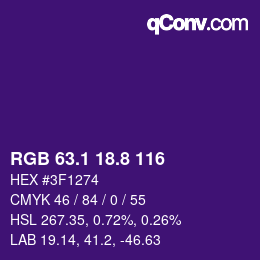 カラーコード: RGB 63.1 18.8 116 | qconv.com