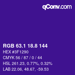 カラーコード: RGB 63.1 18.8 144 | qconv.com
