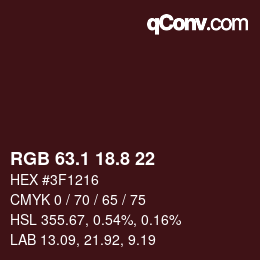 カラーコード: RGB 63.1 18.8 22 | qconv.com