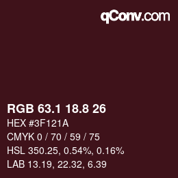 Color code: RGB 63.1 18.8 26 | qconv.com
