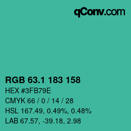 カラーコード: RGB 63.1 183 158 | qconv.com