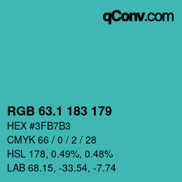 Color code: RGB 63.1 183 179 | qconv.com
