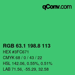 カラーコード: RGB 63.1 198.8 113 | qconv.com