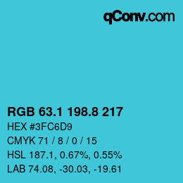 Color code: RGB 63.1 198.8 217 | qconv.com
