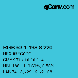 カラーコード: RGB 63.1 198.8 220 | qconv.com