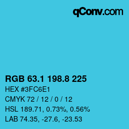 カラーコード: RGB 63.1 198.8 225 | qconv.com