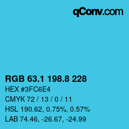 Color code: RGB 63.1 198.8 228 | qconv.com