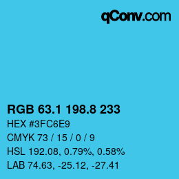 Color code: RGB 63.1 198.8 233 | qconv.com