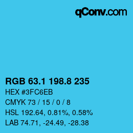 カラーコード: RGB 63.1 198.8 235 | qconv.com