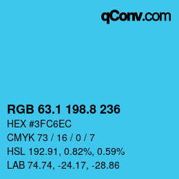 Color code: RGB 63.1 198.8 236 | qconv.com