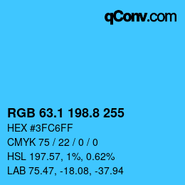 Color code: RGB 63.1 198.8 255 | qconv.com