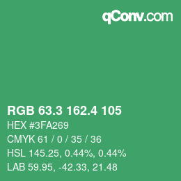 カラーコード: RGB 63.3 162.4 105 | qconv.com