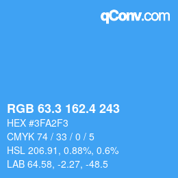 カラーコード: RGB 63.3 162.4 243 | qconv.com