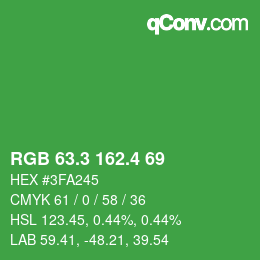 カラーコード: RGB 63.3 162.4 69 | qconv.com