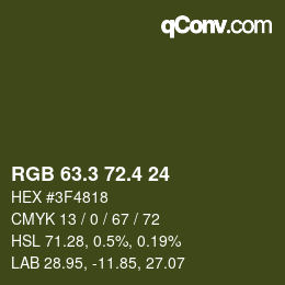 カラーコード: RGB 63.3 72.4 24 | qconv.com
