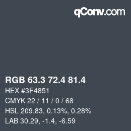 カラーコード: RGB 63.3 72.4 81.4 | qconv.com