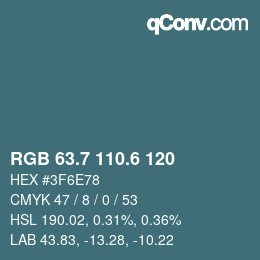 カラーコード: RGB 63.7 110.6 120 | qconv.com