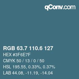 カラーコード: RGB 63.7 110.6 127 | qconv.com