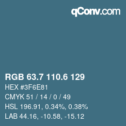 カラーコード: RGB 63.7 110.6 129 | qconv.com