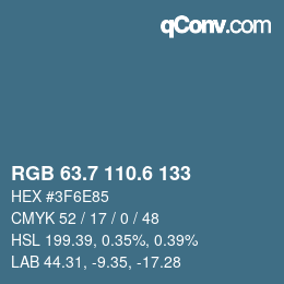 カラーコード: RGB 63.7 110.6 133 | qconv.com