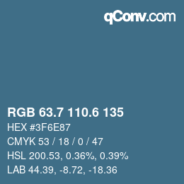 カラーコード: RGB 63.7 110.6 135 | qconv.com