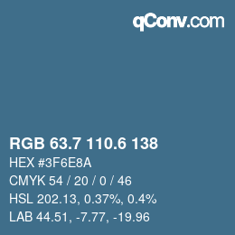 カラーコード: RGB 63.7 110.6 138 | qconv.com