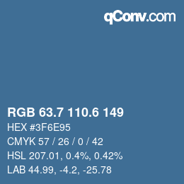 カラーコード: RGB 63.7 110.6 149 | qconv.com
