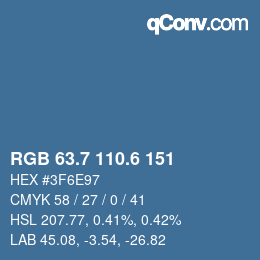 カラーコード: RGB 63.7 110.6 151 | qconv.com