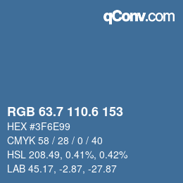 カラーコード: RGB 63.7 110.6 153 | qconv.com