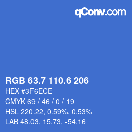 カラーコード: RGB 63.7 110.6 206 | qconv.com